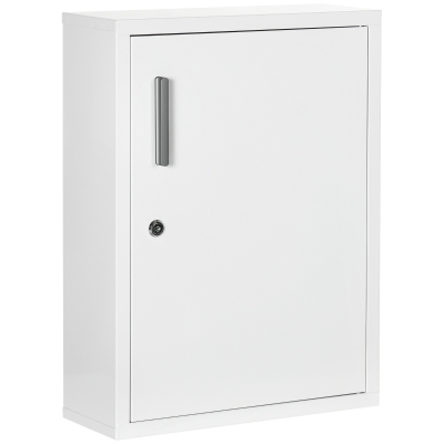kleankin Armoire Pharmacie Blanc 2 Étagères Verrouillable