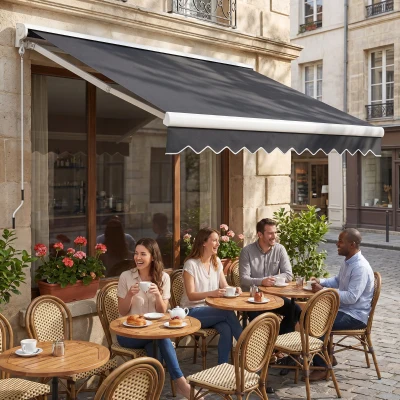 Outsunny Store 295x250cm Électrique/Manuel Alu Polyester Gris