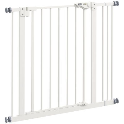 PawHut Adjustable Metal Dog Gate White 74-87cm
