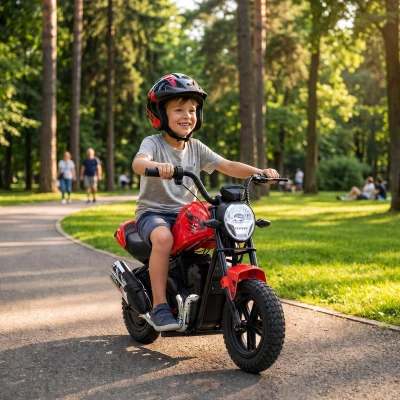 AIYAPLAY Moto Cross Elettrica per Bambini 24V Motore 180W Rossa