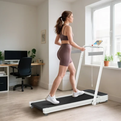 SPORTNOW Cinta de Correr Plegable Inclinado Debajo del Escritorio con 2.5HP 0-12 KM/H Pantalla LED Control Remoto y Soporte