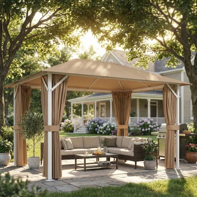 Outsunny Tonnelle Jardin Métal UV50+ 394x294cm Khaki