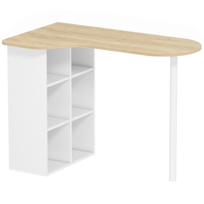 HOMCOM Birou neregulat 100 x 59 cm cu 6 compartimente, 4 rafturi reglabile și cadru din oțel, stejar