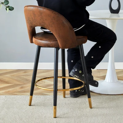Tabouret de bar pivotant 360°, Marron+Noir