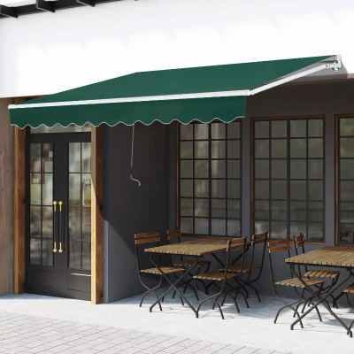 Outsunny Tenda da Sole a Manovella 3x2 m Regolabile Verde