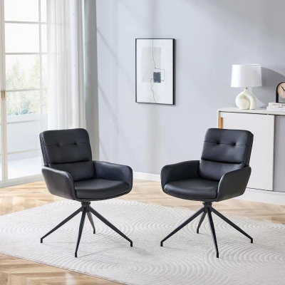 Lot de 2 chaises pivotantes style léger luxe, Noir
