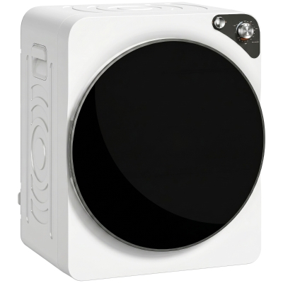 HOMCOM Secadora de Ropa Compacta  5 kg 1000W con 5 Modos de Secado Tambor de Acero Inoxidable Blanco