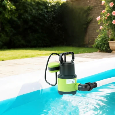 Outsunny Pompe 400W 9000L/H Flotteur Vert 16x14x27cm