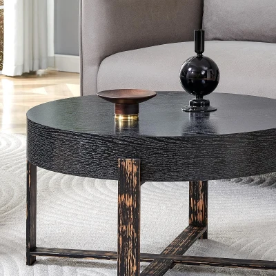 Table d'appoint ronde moderne minimaliste, Noir