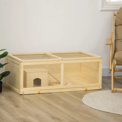 Hamster Cage 100L x 58W x 38Hcm Natural wood finish