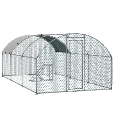 PawHut Walk-In Chicken Run with Shelf & Cover 2.8x5.7m
