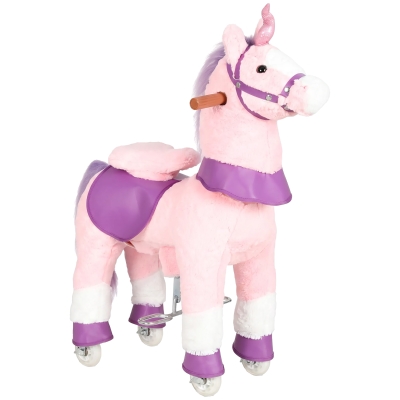 AIYAPLAY Cavallo per Bambini 2+ Anni con 4 Ruote e Nitriti, Rosa
