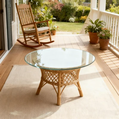 Plateau de table rond en verre trempé, Transparent