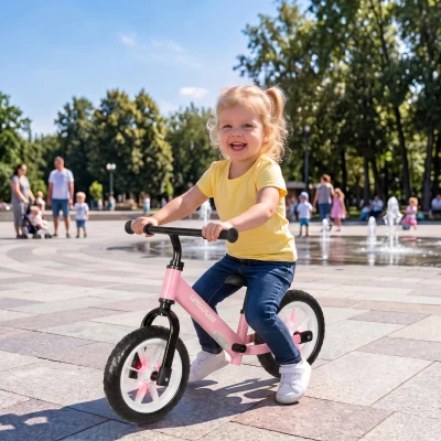 AIYAPLAY Bicicleta de Equilíbrio para Crianças 2-5 Anos com Rodas Luminosas e Silenciosas, Assento e Guiador Ajustáveis, Rosa