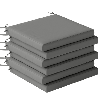 Outsunny Juego de Cojines para Sillas de Comedor 46x42x7 cm 6 Piezas con Funda Lavable y Lazos Impermeable Anti-UV Gris Oscuro