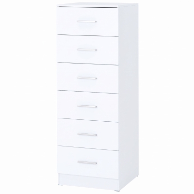 HOMCOM Comodă cu 6 sertare comodă înaltă pentru dormitor cu sistem anti-răsturnare 40x40x110 cm Alb
