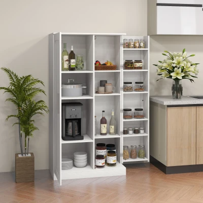 HOMCOM Mobile Cucina Alta con Ripiani Regolabili, Bianco