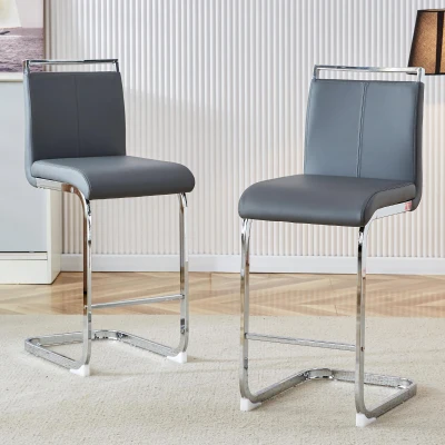 Lot de 2 tabourets de bar style nordique, Argent