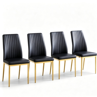 Lot de 4 chaises de salle à manger, Noir+Doré