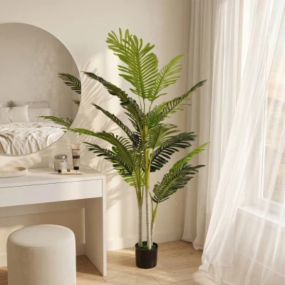 Outsunny Palmier Artificiel 150cm Avec Pot Déco Intérieur