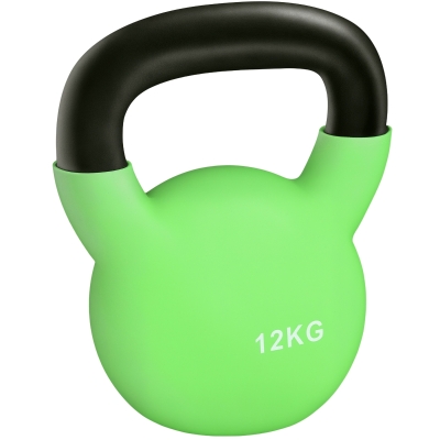 HOMCOM Pesa Rusa de 12 kg de Hierro Fundido con Revestimiento de Neopreno para Entrenamiento de Fuerza 20x13x23 cm Verde