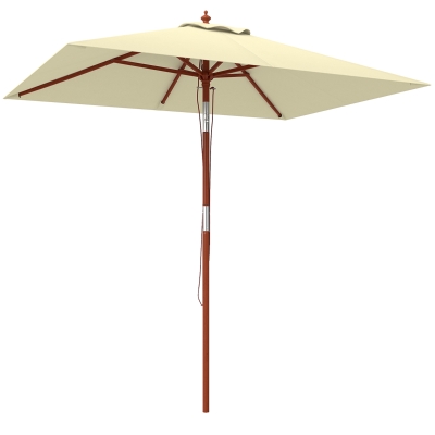 Outsunny Ombrellone Rettangolare Inclinabile 2x1.5 m Beige