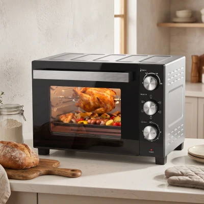 HOMCOM Mini cuptor 36 L cu aer cald, reglare temperatură 90–230 °C, 1500 W