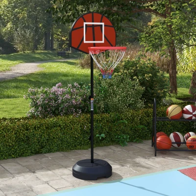 SPORTNOW Canasta de Baloncesto Ajustable con Diana Magnética y Dardos Base Rellenable para Interior Ø38x129-179 cm Negro