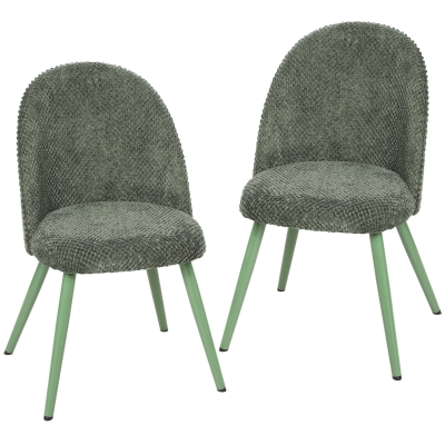 HOMCOM Set 2 Sedie da Pranzo Imbottite in Velluto, Verde Scuro