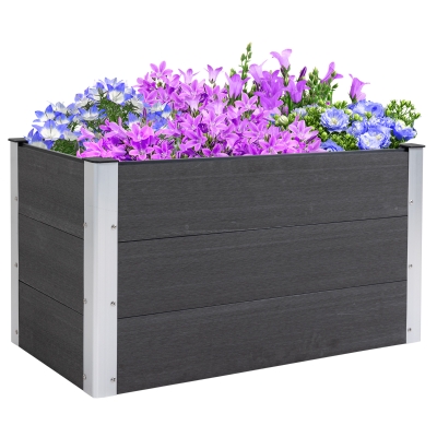 Outsunny Fioriera Vaso in Legno e Plastica 100x50x50cm Grigio