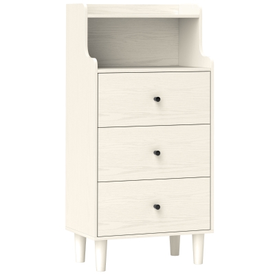 HOMCOM Cómoda con 3 Cajones y 2 Estantes Abiertos Diseño Moderno y Antivuelco para Dormitorio o Salón 47x29x95cm Blanco Veteado
