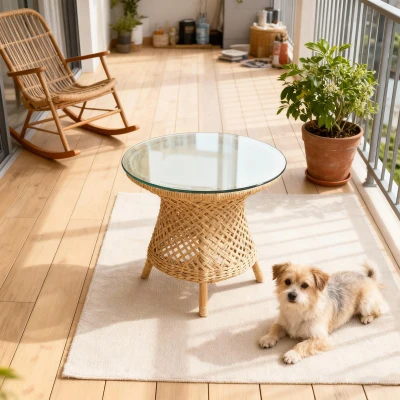Plateau de table rond en verre trempé, Transparent