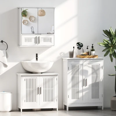 kleankin Bathroom Storage Cabinet Freestanding Double Doors White