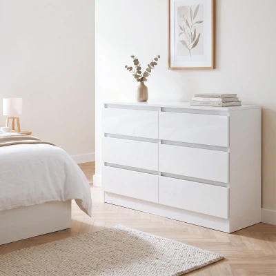 HOMCOM Cómoda 6 Cajones para Dormitorio y Salón, 100 x 35 x 69 cm