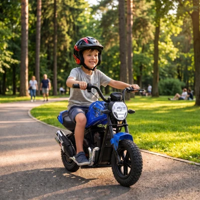 AIYAPLAY Moto Cross Elettrica per Bambini 24V Motore 180W Blu