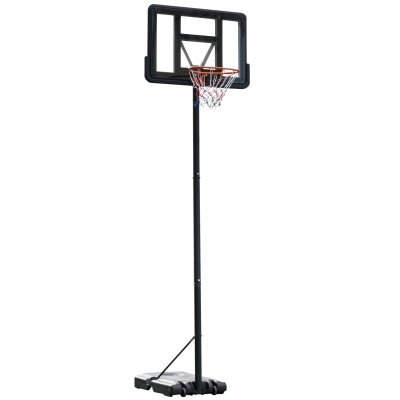 HOMCOM Canasta de Baloncesto con Altura Ajustable 220-365 cm Aro de Baloncesto con Soporte Ruedas Base Rellenable Negro
