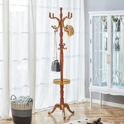 Porte-manteau européen en bois massif, Couleur naturelle