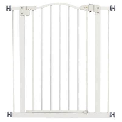 PawHut Adjustable Metal Pet Gate Safety Barrier White 74-80cm