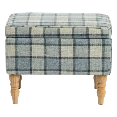 HOMCOM Linen Storage Footstool Rectangular Padded Seat Grey