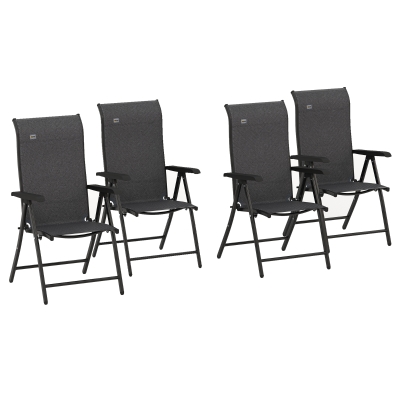 Outsunny Folding Garden Chairs Set of Four Adjustable Backs