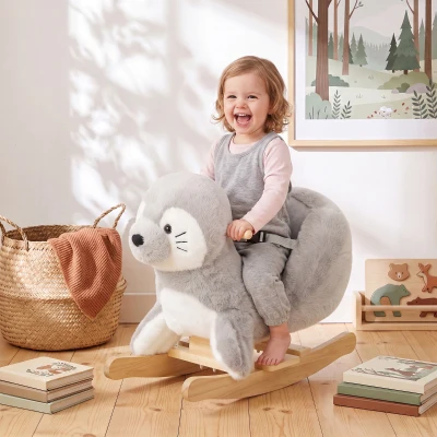 AIYAPLAY Dondolo per Bambini 1-3 Anni Foca con Suoni, Grigio