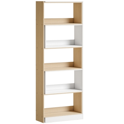 HOMCOM Estantería Expandible 5 Niveles Giratoria 350° Ancho Ajustable Convertible en en L Recta o Compacta 111,5x23,8x163,7 cm