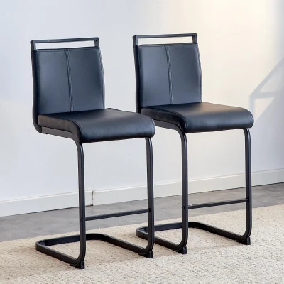 Lot de 2 tabourets de bar style nordique, Noir