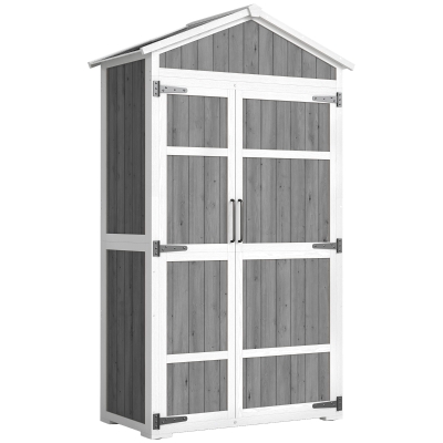 Outsunny Armoire de Jardin Métal Gris 105x55x179cm Double Porte Étanche