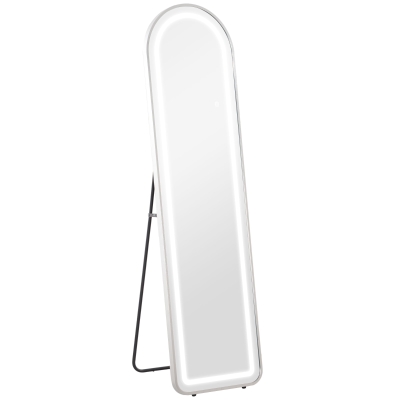 HOMCOM Miroir Arqué LED Pleine Longueur 150x40cm Argent