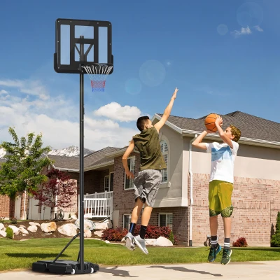 HOMCOM Canasta de Baloncesto con Altura Ajustable 220-365 cm Aro de Baloncesto con Soporte Ruedas Base Rellenable Negro