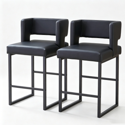 Lot de 2 tabourets de bar style nordique, Noir