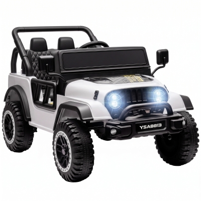 AIYAPLAY Voiture Électrique Enfant 12V 2 Moteurs Télécommande Blanc