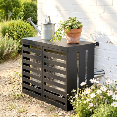 Outsunny Cache Climatiseur Acier 100x50x80cm Gris Foncé