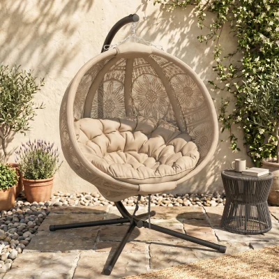 Outsunny Round Egg Chair with Steel Stand